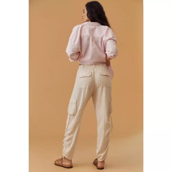 ANTHROPOLOGIE NWOT Relaxed Utility Pants in Ivory - Picture 4 of 11